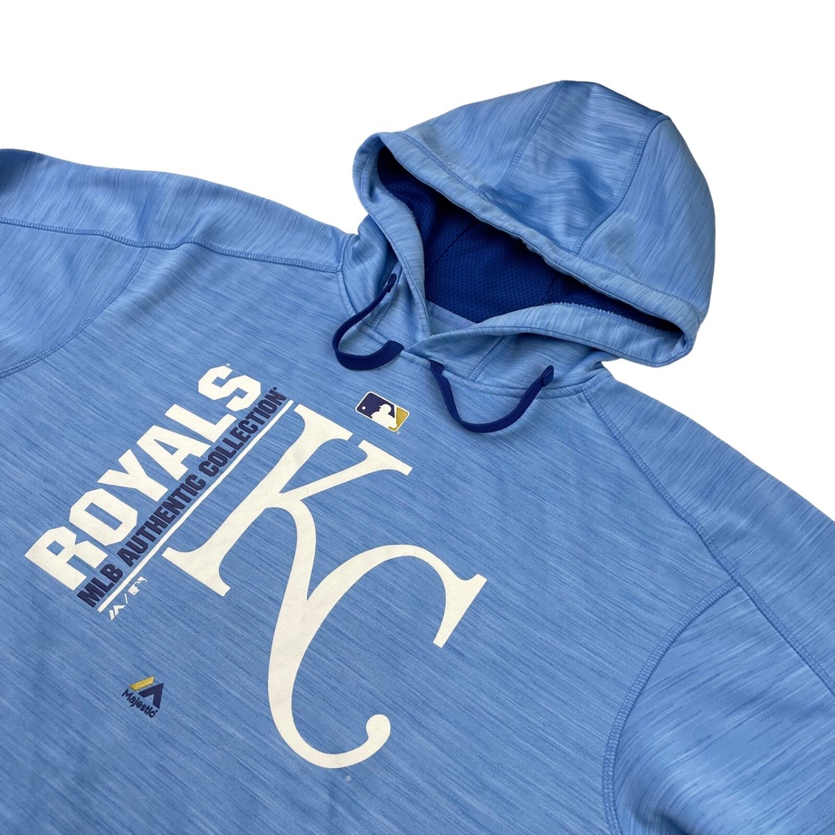 Kansas City Royals #9 Team Issued Majestic ThermaBase Hoodie Light Blue •  Large