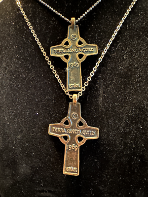 4 Vintage Crosses 2 With Terra Sacra Guild 1969 Israel Gold/Silver