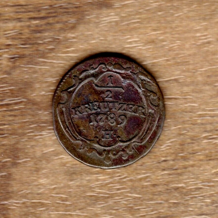 FURTHER AUSTRIA- FANTASTIC HISTORIC TONED  JOSEPH II 1/2 KREUTZER, 1789-H, KM#8 - Image 3 of 3