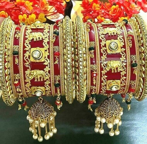 Indian Rajwadi Chura Traditional Kundan 