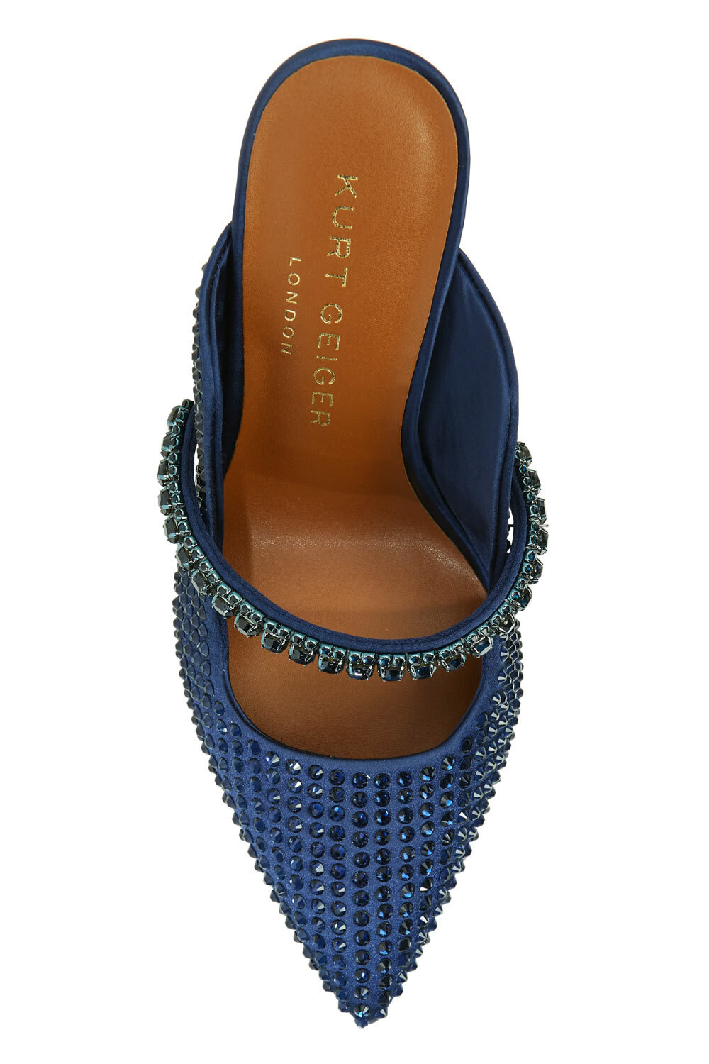 Kurt Geiger London Womens Duke Embellished High Heel Mules 5 Blue NIB