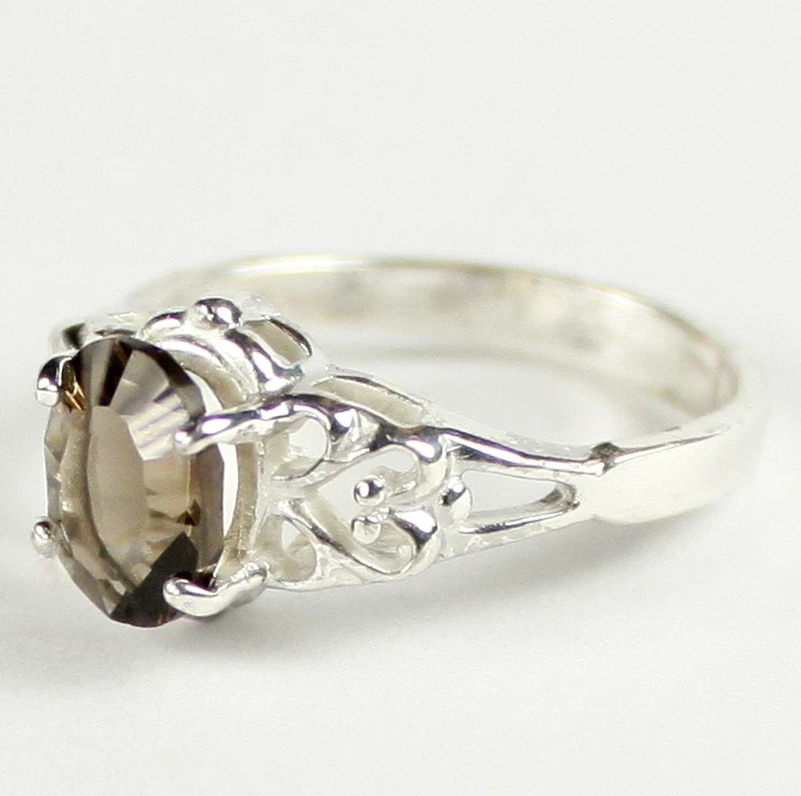 Cuarzo ahumado, anillo de plata de ley 925 para dama, SR302-hecho a mano Foto 2 de 4