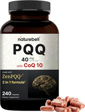 Naturebell PQQ 40Mg per Serving with Coq10, 240 Capsules  Active Pyrroloquinoli