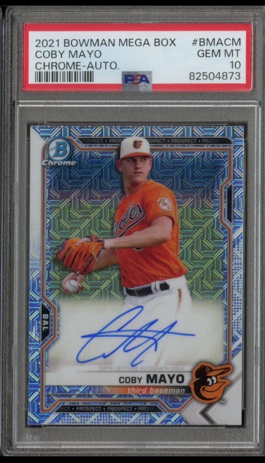2021 Bowman Chrome Mega Box Coby Mayo Mojo Refractor Auto PSA 10 BMA-CM