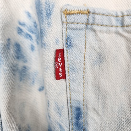 Levis Shortalls Womens Large White Blue Tie Dye Bib Overalls Short Denim - Picture 7 of 17