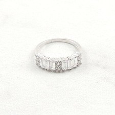 Sterling Silver 1.20 cttw Baguette And Round Cubic Zirconia Ring