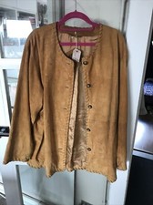 Gerry Webber Vintagenative American Style Sort Suede Leather Ladies Coat Size 12