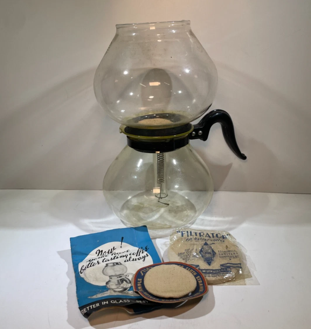 Vintage Glass Pyrex Silex Vacuum Coffee Maker With Extra Stainer & Filters U.S.A