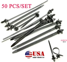 50X Car Line Cable Tie Kit Wrap Zip Fastener Push Rivet Clip Wiring Loom Harness