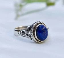 Natural Lapis Lazuli Ring,Minimalist Ring,Stacking Ring,925 Sterling Silver,Gift