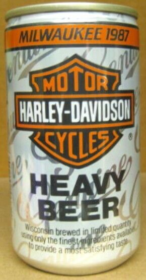 HARLEY-DAVIDSON MOTORCYCLES BEER Can MILWAUKEE 1987 Huber, Monroe, WISCONSIN 1+
