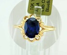LAB CREATED  1.55 Cts BLUE SAPPHIRE RING 10K YELLOW GOLD - New With Tag — photo 3