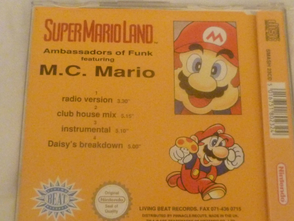 SUPER MARIO LAND  AMBASSADORS OF FUNK - RARE NINTENDO CD SINGLE UK NES SNES 1992 - Image 3 of 4
