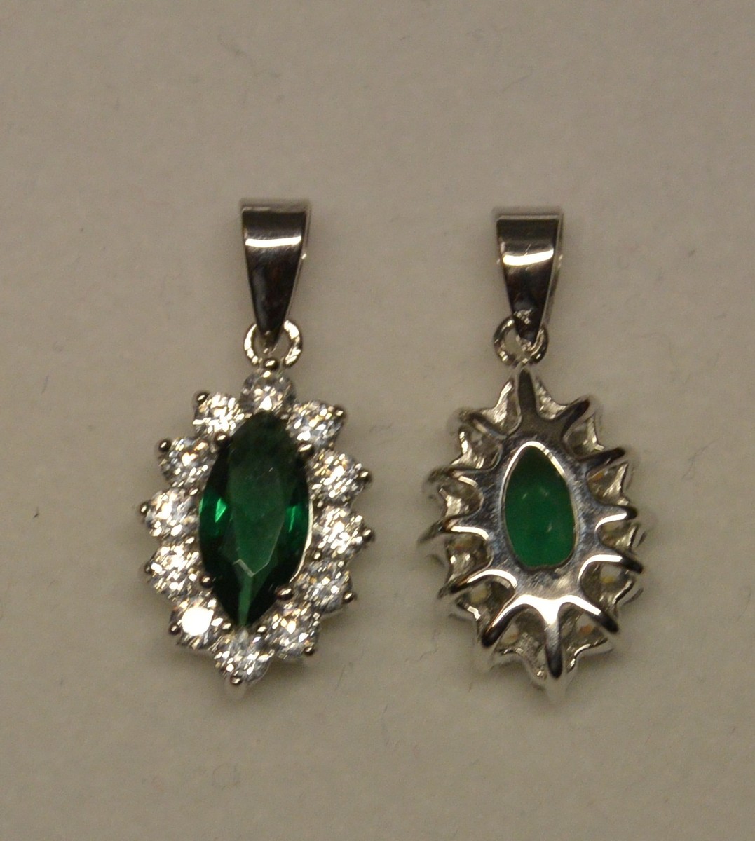 Bague En Argent 925 Rhodié - Pierre émeraude Verte 15mm Marquise - Taille 60 - Neuf