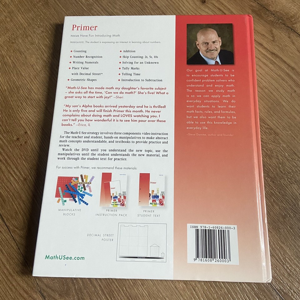 MathUSee Primer Student Workbook Instruction Manual DVD Homeschool