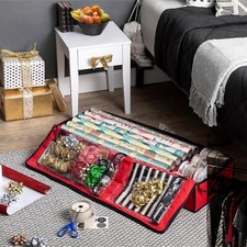 Gift Wrapping Paper Storage Box Adjustable Dividers Pockets 40" x 14" x6"