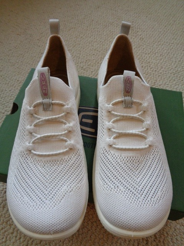 Keen KNX Knit Lace No-Tie Low-Top Sneakers Star White/Moonlite Mauve 7.5 NIB