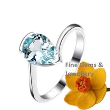 Natural Blue topaz Gemstone with 925 Sterling silver Ring for women's 552