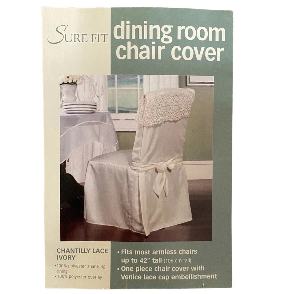 Funda Silla Comedor Chantilly Marfil Sure Fit 42" Alto Gorra Venecia Sin Brazos Foto 4 de 4