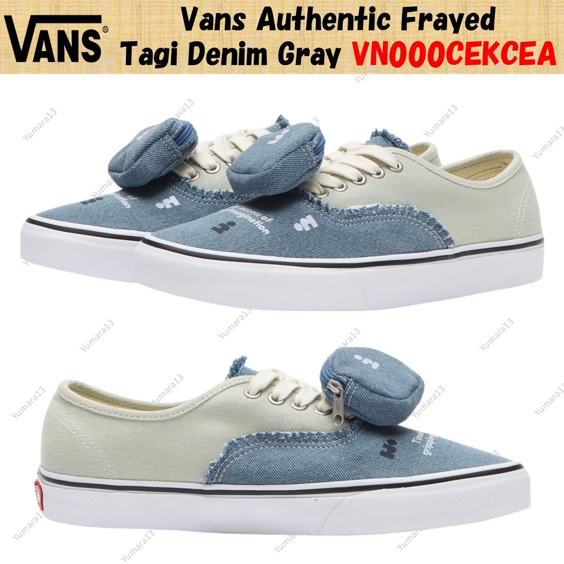 国内配送 VANS x TAGI. AUTHENTIC FRAYED DENIM /GRAY Vans Authentic Frayed Tagi Denim Gray VN000CEKCEA Men's Size