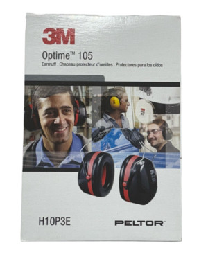 3M Peltor Optime 105 Helmet Attachable Earmuff, Ear Protectors, NRR 27 dB, Black