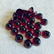 BA208 Vintage glass cabochons 11mm round ruby hicut unfoiled flat back (24)