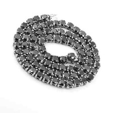 Certified 25 Ct Natural Black Diamond Unisex Tennis Necklace 925 Sterling Silver