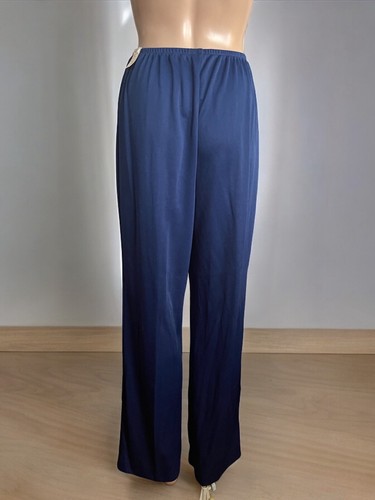 Vintage 70s Sears Women’s Pants Size 12 Blue Silky Polyester Pull On Flare NWT - Picture 6 of 6