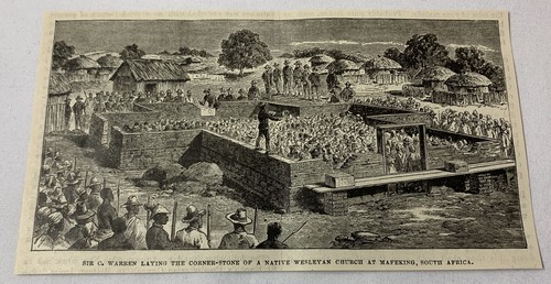 1885 magazine engraving ~ NATIVE WESLEYAN CHURCH, MAFEKING, SOUTH AFRICA