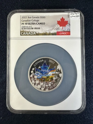 2022 3oz Canada S$50 Fine Silver Canadian Collage PF70 Ultra Cameo NGC  B2022