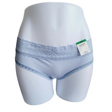 Vintage Alfani Underneath Satin  Lace Panty Lt. Blue Large Hipster Discontinued