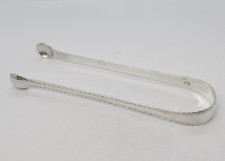 George III Sterling Silver Bright Cut Sugar Tongs Antique c1790 London