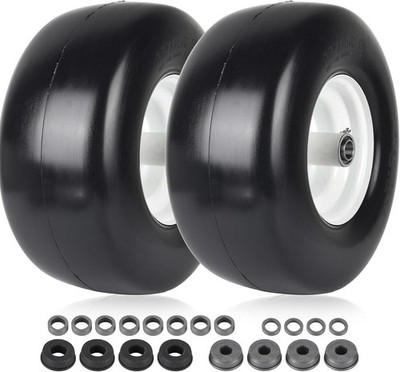 (2-Pack) 13x6.50-6 Flat Free Tire and Wheel - Universal 13x6.5-6 Solid Rubbe