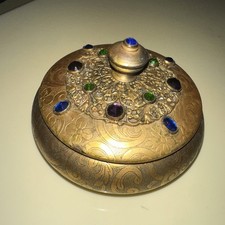 Antique Gilt Bronze & Jeweled Powder Covered Jar