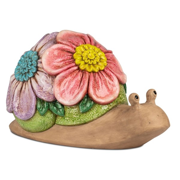 Dekofigur Schnecke Flower Power Blumen L. 52Cm Creme Bunt Magnesia Formano S26-image
