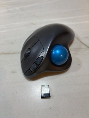 Logitech M570 Wireless Trackball Mouse USB Unifying Receiver Blue Ball Ergonomic