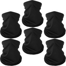 6 Pack Neck Gaiter Balaclava Bandana Gator Face Mask Scart Cover Black