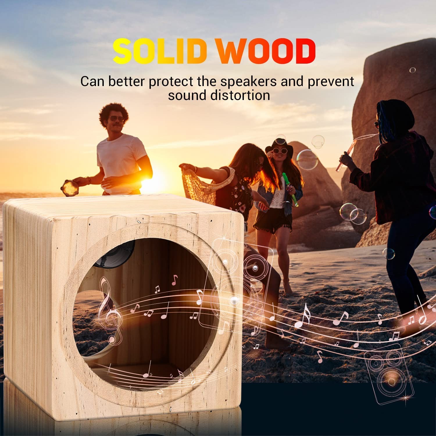 Facmogu 8in Ported Wooden Speaker Enclosure, Single Car Wood Speaker Enclosur...