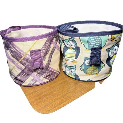 Thirty-One Bags Pop Up Caddy Totes Sketchy Dot Plum Plaid & Navy Blue Owl Lot 2