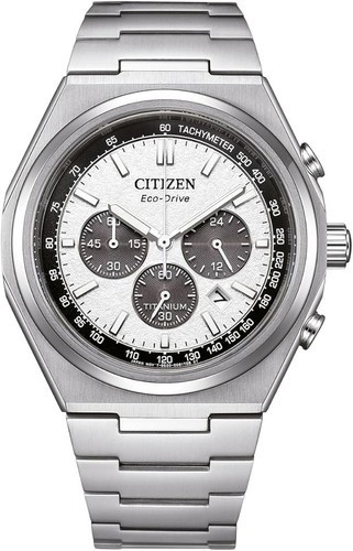 Montre Citizen Eco-Drive CA4610-85A Zenshin chronographe titane 42 mm cadran blanc unisexe