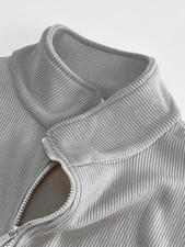 Men's Casual Loose Fit Solid Color Jacket with Stand Collar and Zip Closure