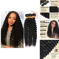 16A Deep Wave Bundles Human Hair 12" 14" 16" 300g Brazilian Virgin Hair Natural