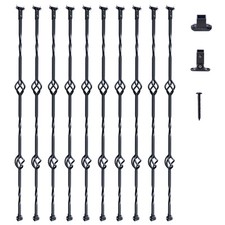 Uimoso Metal Deck Balusters 44'' Steel Deck Spindles w/ Screw Double Baskets