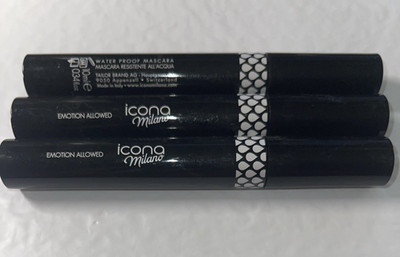 LOT OF 3 ICONA MILANO EMOTION ALLOWED WATER PROOF BLACK MASCARA