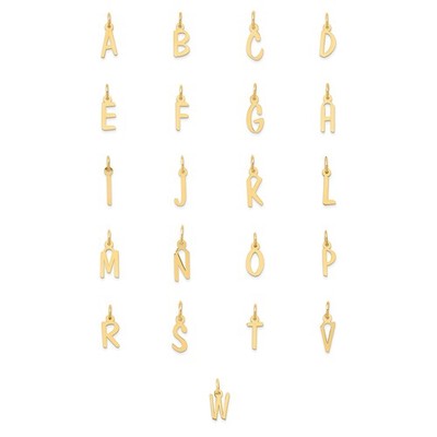 10k Gelbgold schräge Blockschrift kleine Initialen A bis W Anhänger | Wählen Sie Ihre