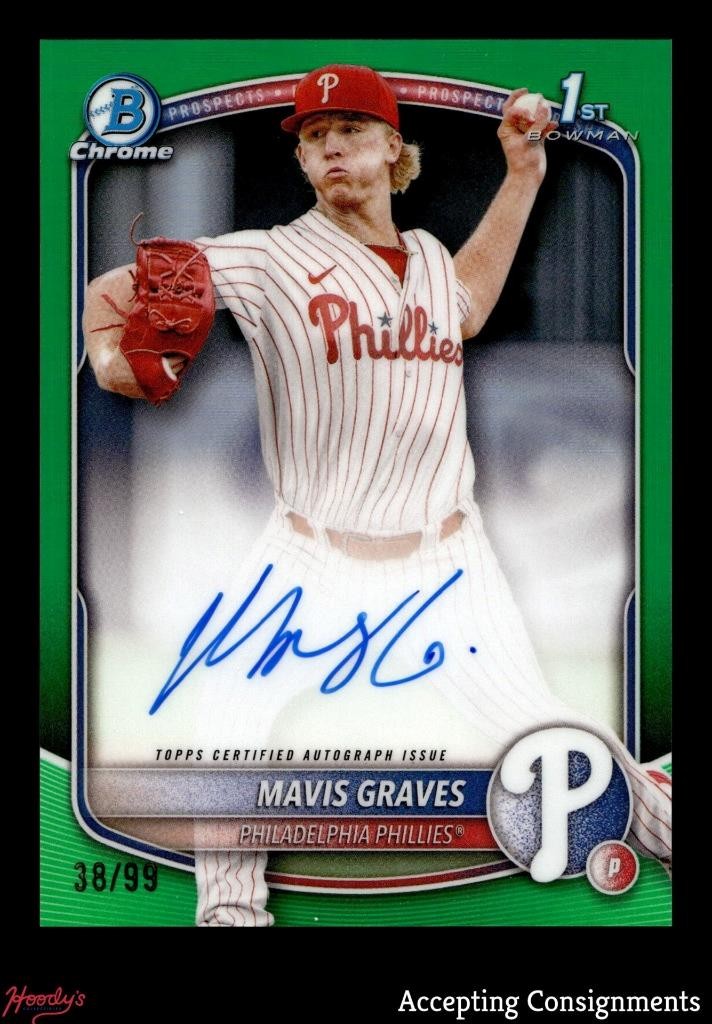 2025 Bowman Chrome Prospect Green Refractor Mavis Graves 1st Rookie AUTO 38/99