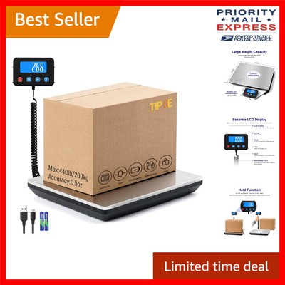 Commercial 440lb Digital Weight Scale with Large Display & Multi-Units - Silver