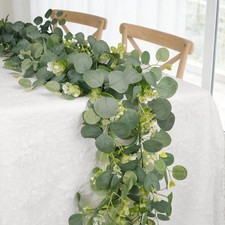 Eucalyptus Garland Faux Silk Leaf Silver Dollar Artificial Greenery Fake Euca...