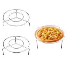 3 PCS 7 Inch Stainless Steel Wire Pizza Pan Riser Stand Round Pizza Tray Rise...