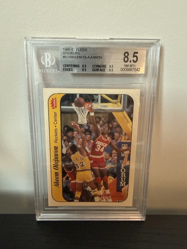 1986-87 Fleer - Stickers Hakeem Olajuwon #9 (RC) Rookie BGS 8.5